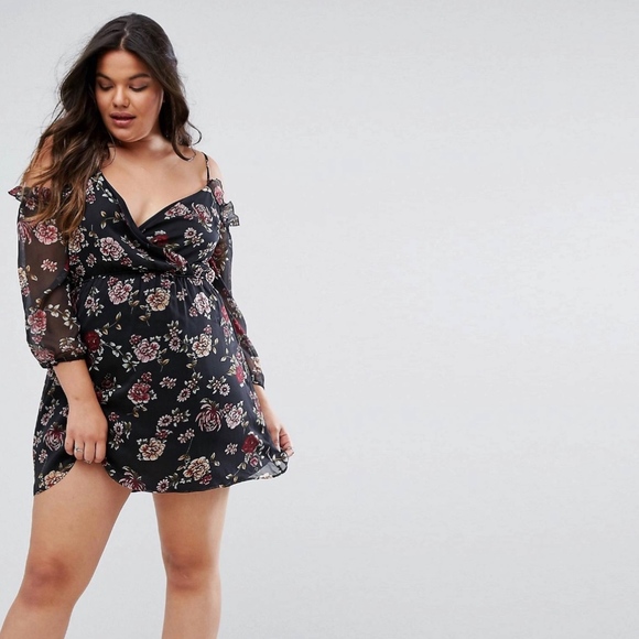 Cold Shoulder Floral Ruffle Dress | ASOS - Picture 3 of 4